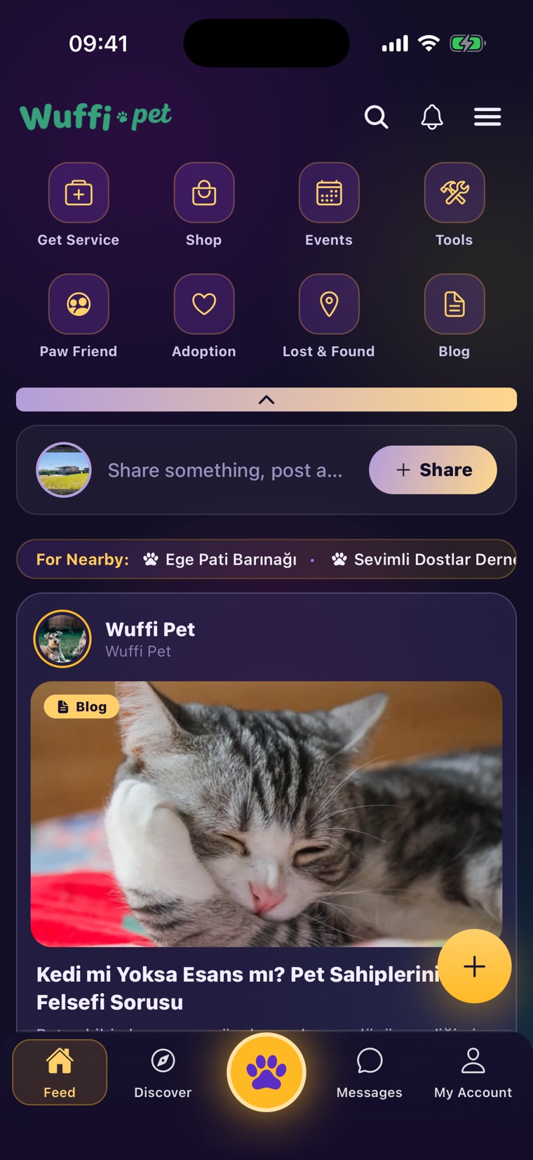 Wuffi app feed screen